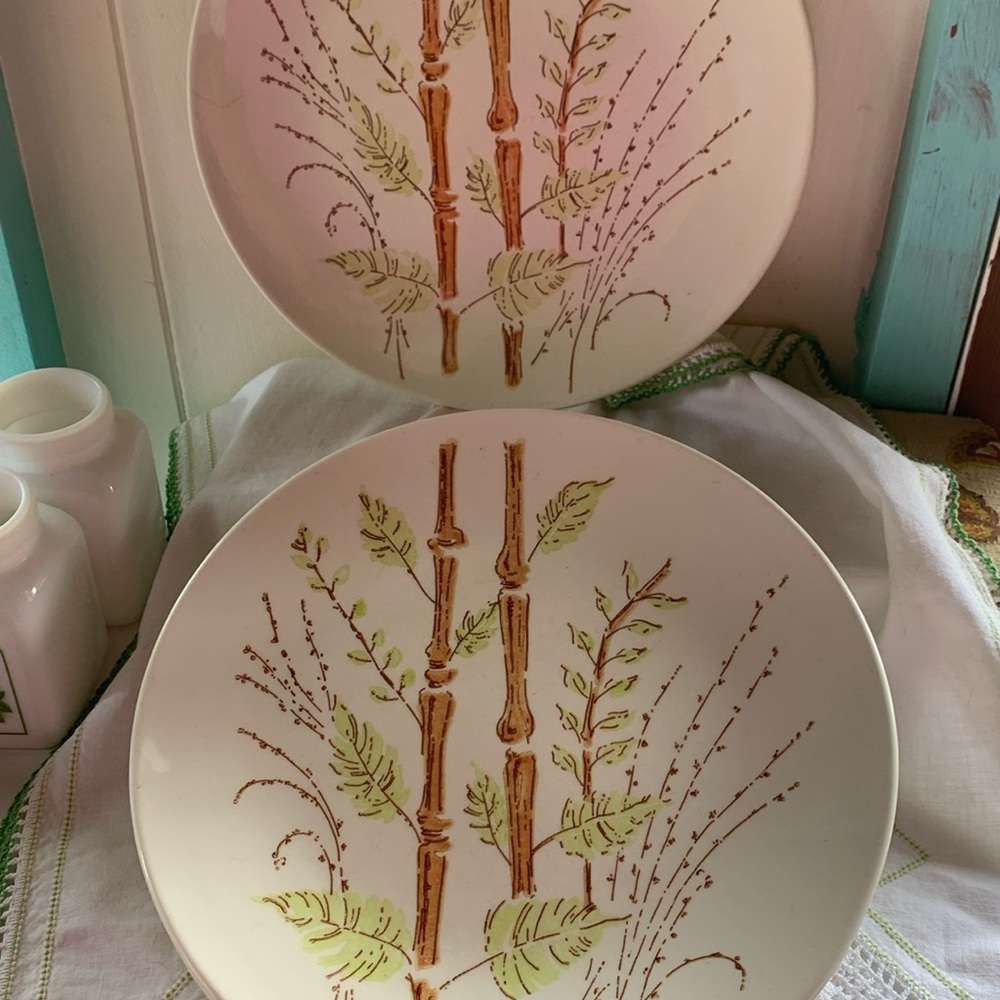 Taylor Smith & Taylor Set Of 4 Plates Bamboo Pattern